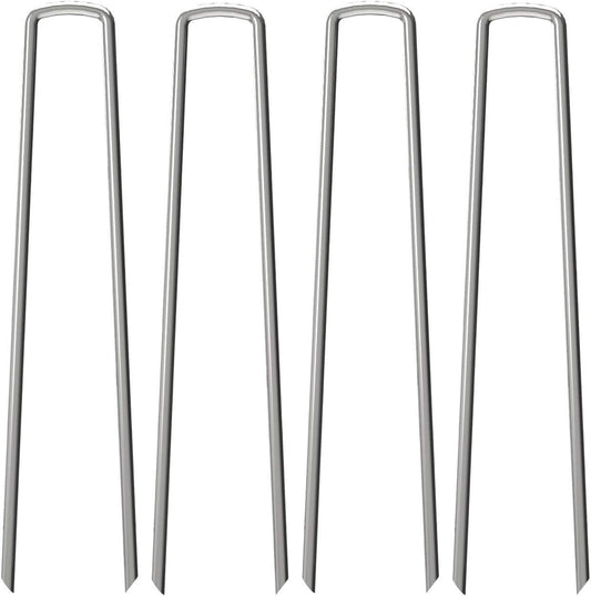 100 Pack 12" Garden Stakes Pins,Heavy Duty Garden Landscape Staples Stakes Pins Galvanized Landscape Fabric Staples Sod Ground Staple for Anchoring Weed Barrier Fabric