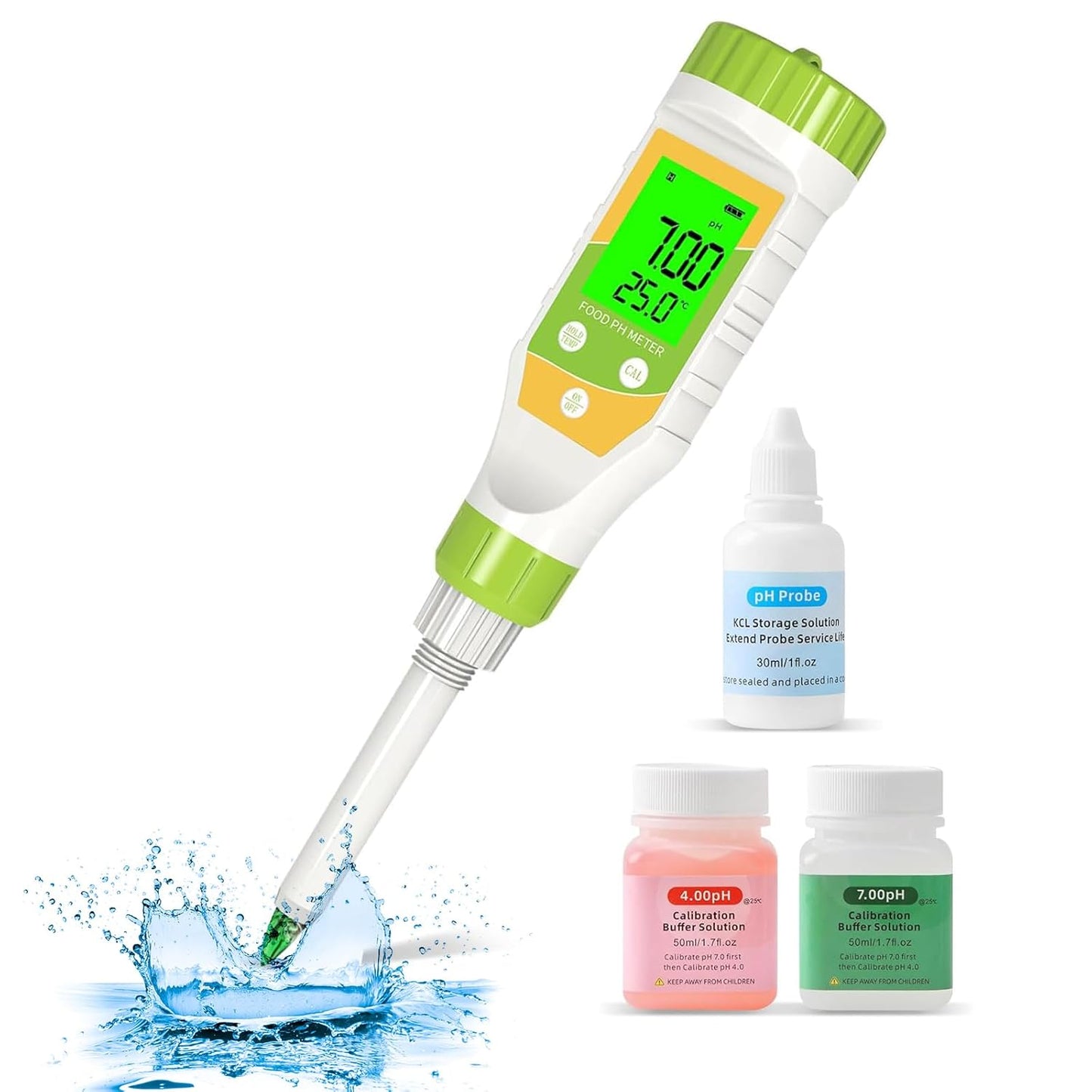 Digital pH Meter for Food, 0.01 Resolution High Accuracy Food pH Tester with Backlit LCD Display and ATC for Meat, Bread, Canning, Brewing, Cheese, Solid Sampling, Soft Soil and Water