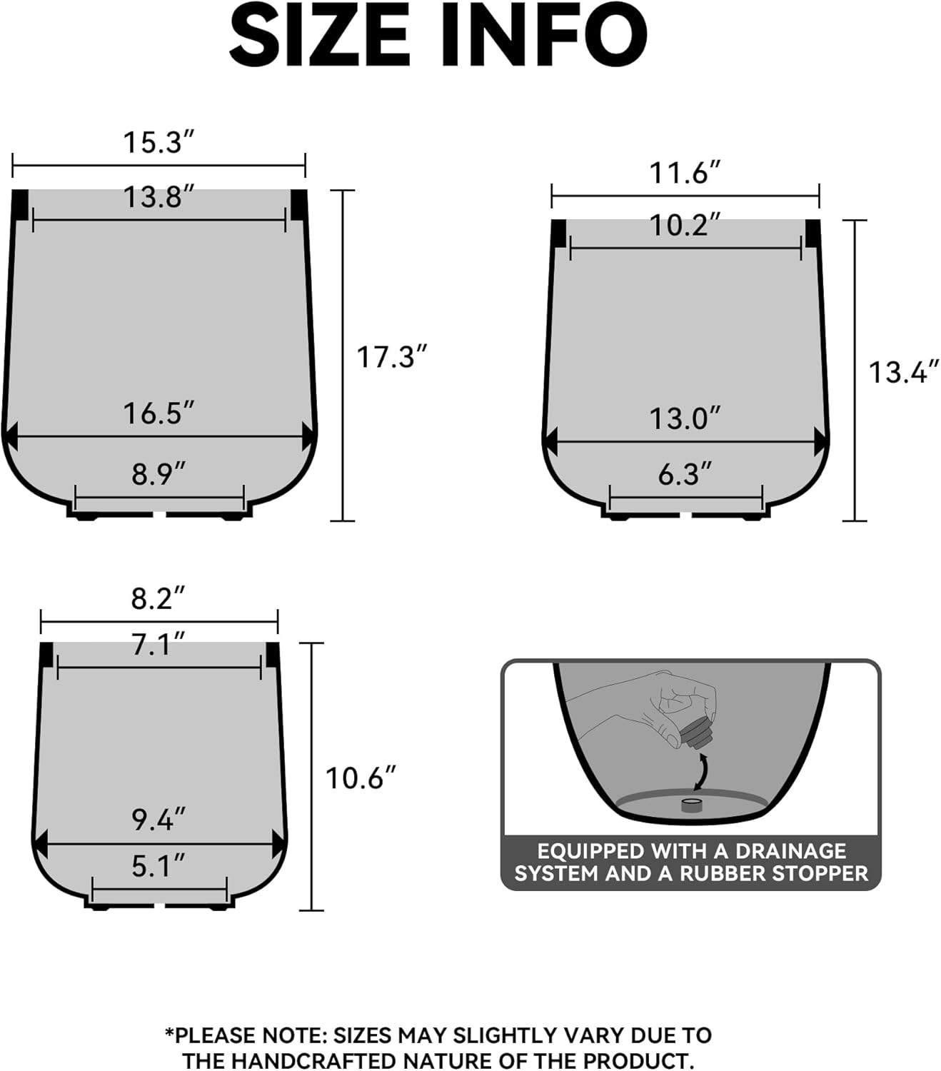 Kante 11.6" Dia Round Concrete Planter, Outdoor Indoor Large Plant Pots Containers with Drainage Hole and Rubber Plug for Home Garden Patio, Buff Concrete