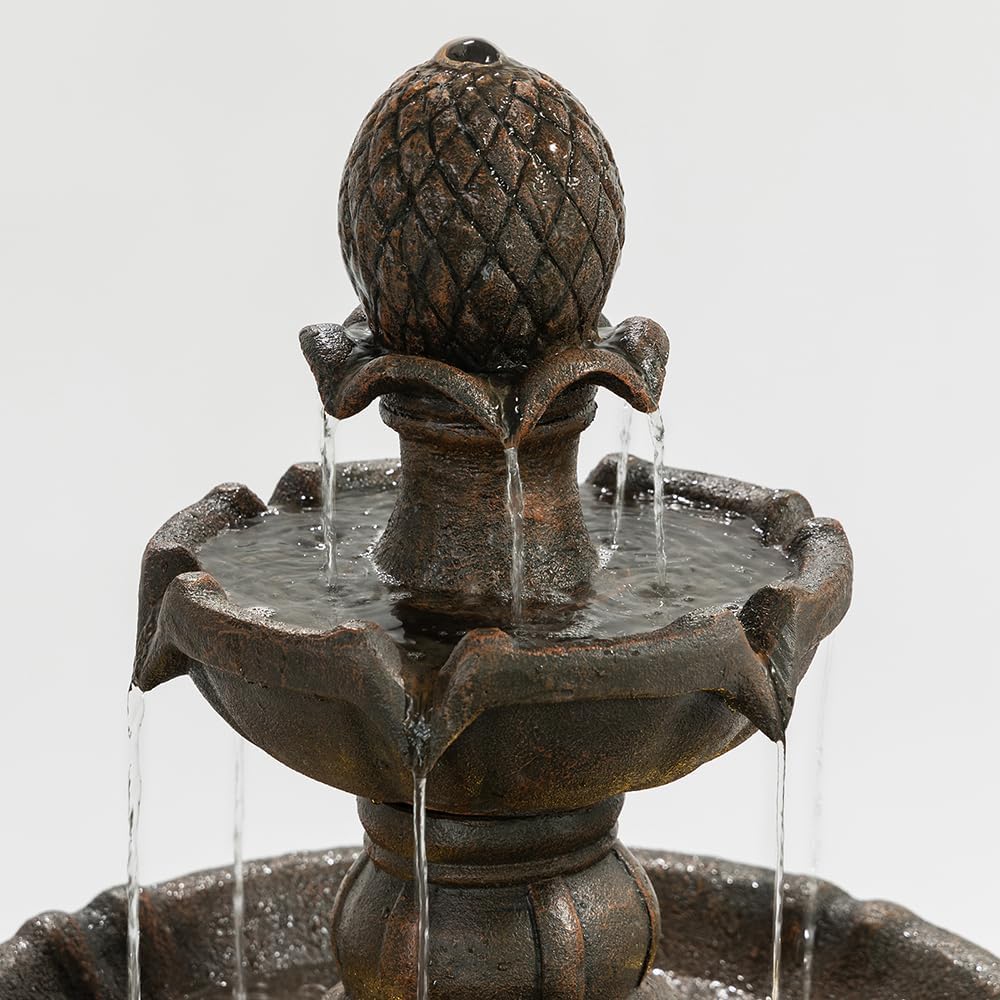 3 Tiered Outdoor Water Fountains –42.2 in. Tall, Like Stone Bird Bath for Outside, Elegant Waterfall Feature for Garden, Yard, Patio, Home Decor (Bronze Color)