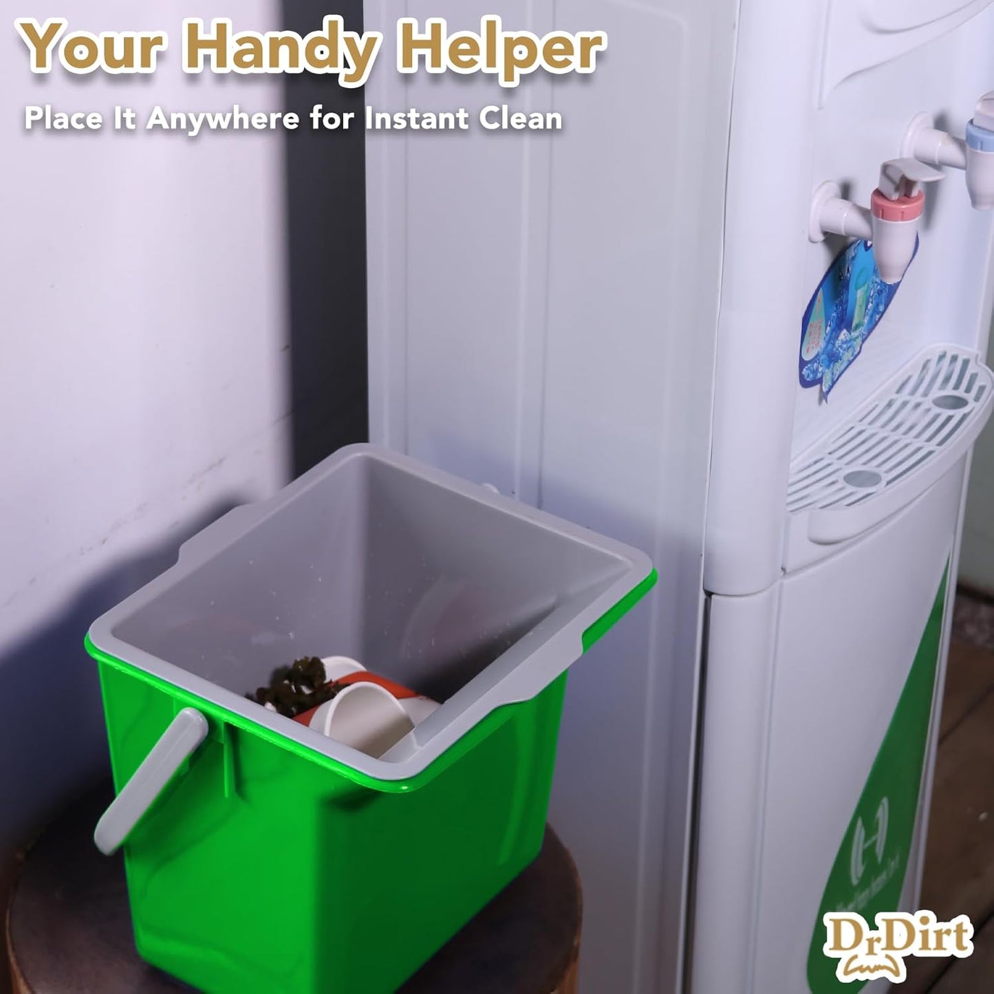 DrDirt Kitchen Compost Bin, 6L / 1.58 Gal Kitchen Compost Bin Countertop with Inner Sieve for Liquid Separation, Odor-Control, Easy to Clean, for Cooking Family and Home Party, Green