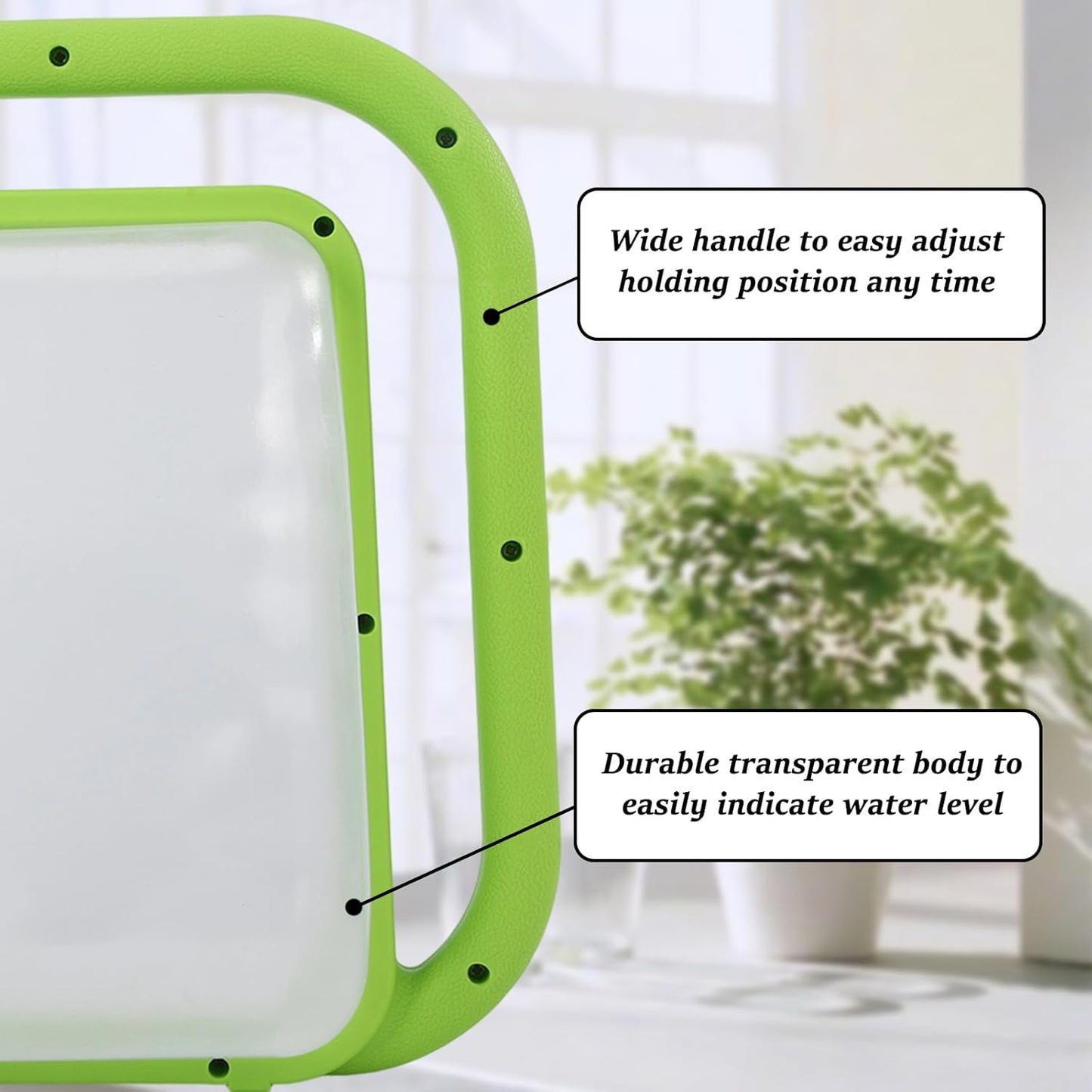 Foldable Transparent Plastic Watering Can 1.6Gal with Spray and Pour Nozzle for Indoor Outdoor Plants,Apple Green