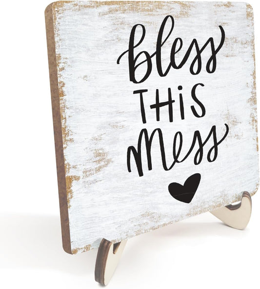 Inspirational Wood Sign Rustic Desk Decor Home Bathroom Office Decor Work Table Desk Accessories Decorative Christian Religious Bible Verse Faith Decorations Office Supplies for Desk Cubicle Decor