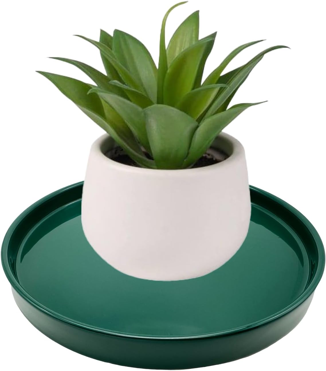 2 Pack Ceramic Plant Saucer Pot Tray 6 Inch, Planter Saucers 4 5 6 7 8 9 10 11 12 13 Inch for Indoors Outdoor, Durable Sturdy Flower Drainage drip Water Tray for Glazed Pots Base (6.4 Inch-Green)