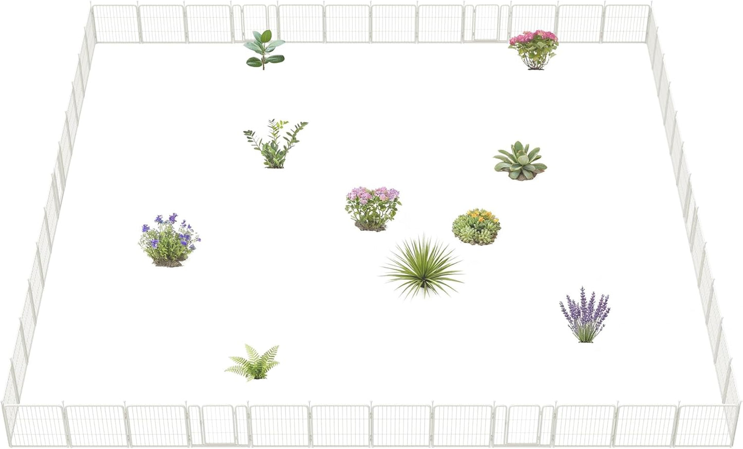 FXW Garden Fence Outdoor for The Yard – 24in(H) x 91.3ft(L) Heavy Duty Metal Animal Barrier for Dog and Rabbit, Decorative Dog Fence, 48 Panels, White