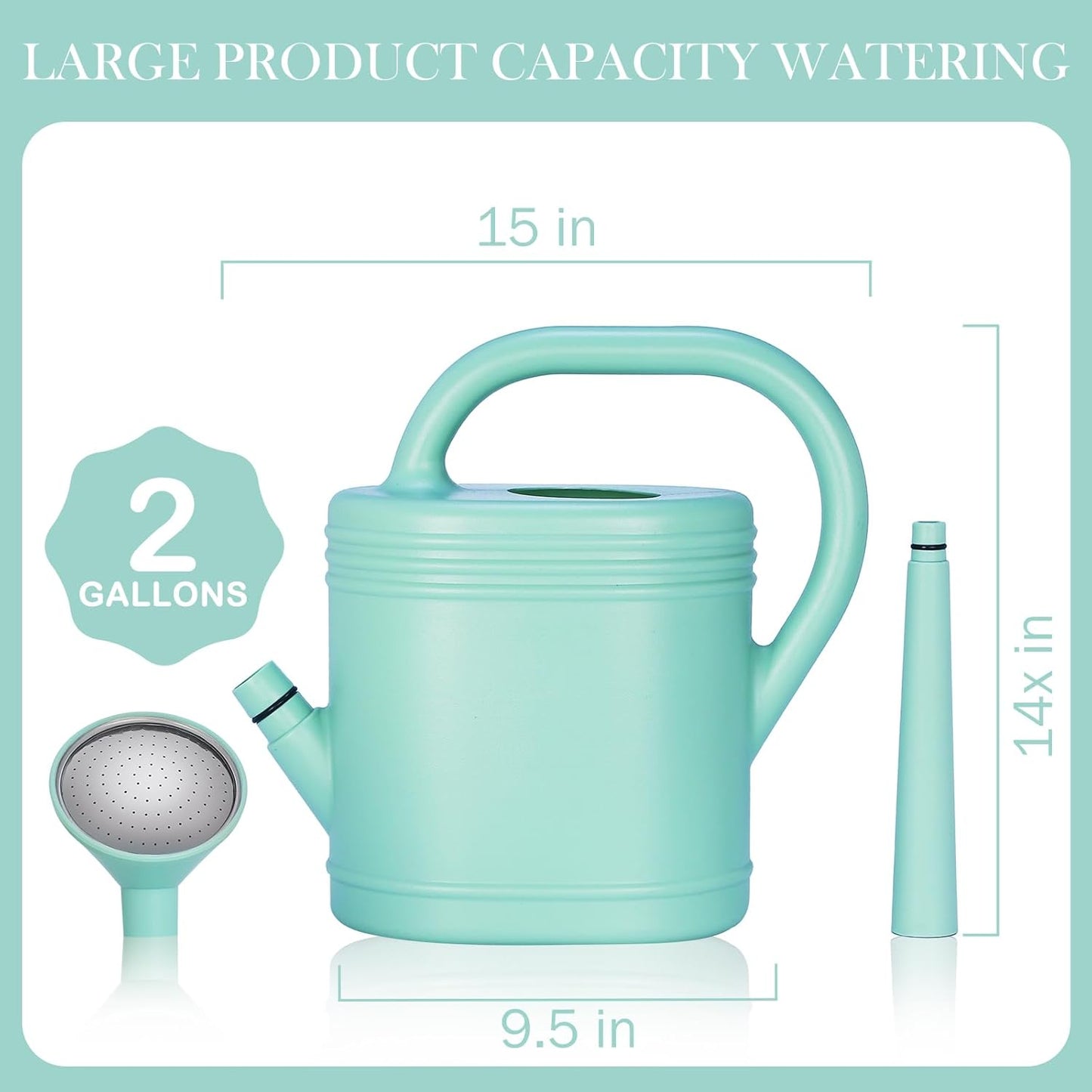 2 Gallon Watering Can for Indoor Plants, Garden Watering Cans for Outdoor Plant House Flower, Modern Plant Watering Can Large Long Spout with Sprinkler Head