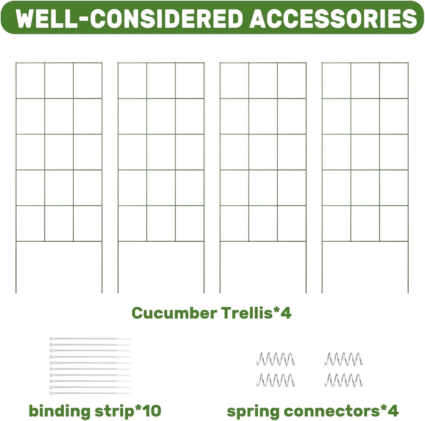 DOEWORKS Cucumber Trellis, 48" High Foldable A Frame Garden Trellis, 2 Pack, Plant Support for Climbing Cucumber, Beans, Tomatoes, Flowers, Green