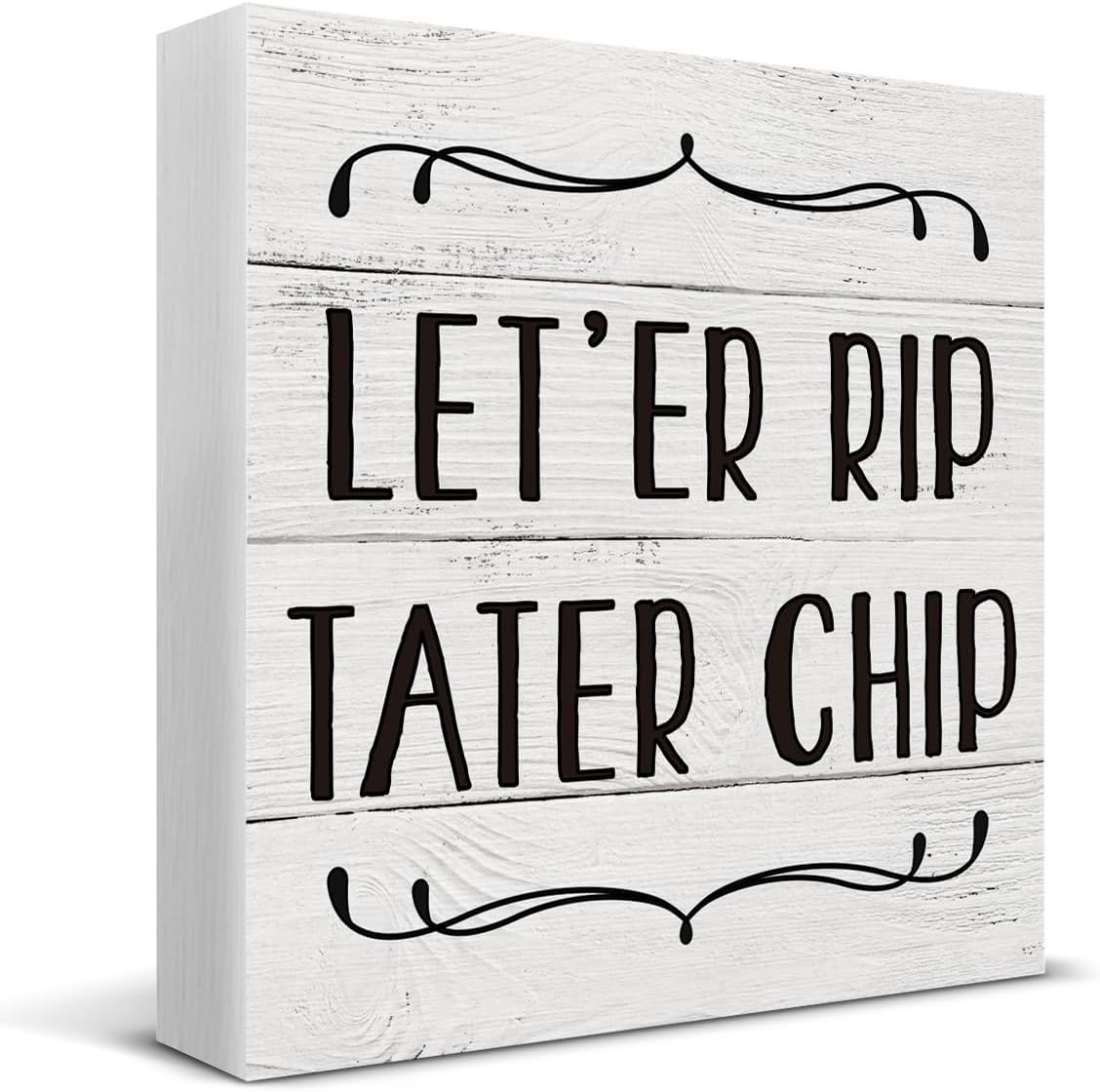 HOIJAUMAI Funny Bathroom Quote Wooden Box Sign, Desk Decor - Bathroom Theme Wood Block Plaque Box Sign for Home Restroom Toilet Desk Table Shelf Decorations - 5 X 5 Inch