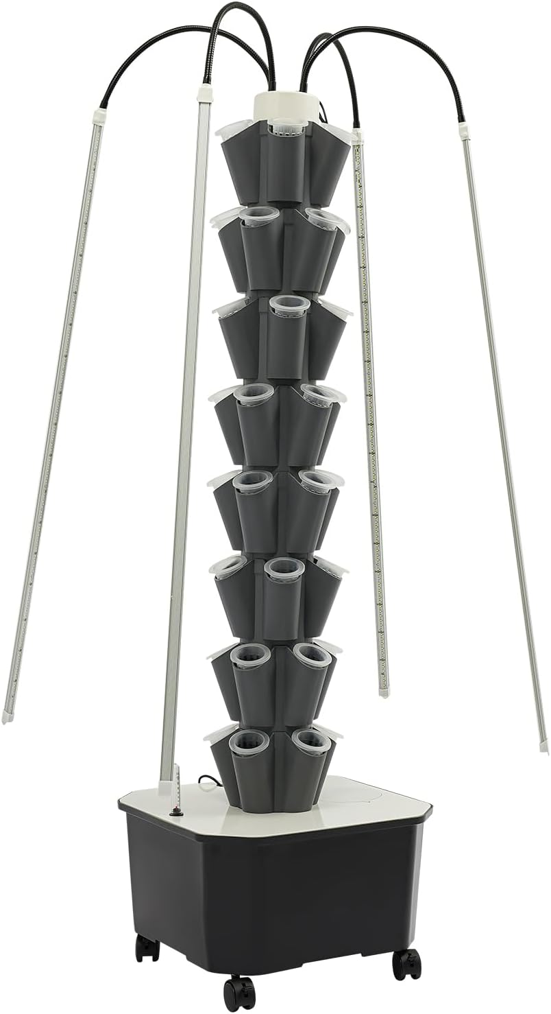 Hydroponic Growing Tower System Kit, 40-Plant Vertical Hydroponics Garden Tower with LED Grow Light, for Outdoor Indoor Herbs Fruits Vegetables Smart Garden Planter Kit