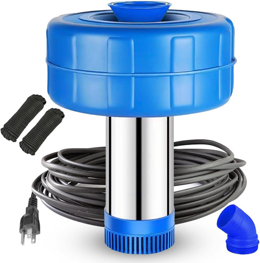 Pond Fountain Aerator - 1HP / 110V 75ft Cord | Stainless Steel Lake Fountain | V-Shape Display | Pond Cascade Pump for Large Ponds | Pond Jet System | Fresh/Salt Water | W/100ft Rope (1 HP)
