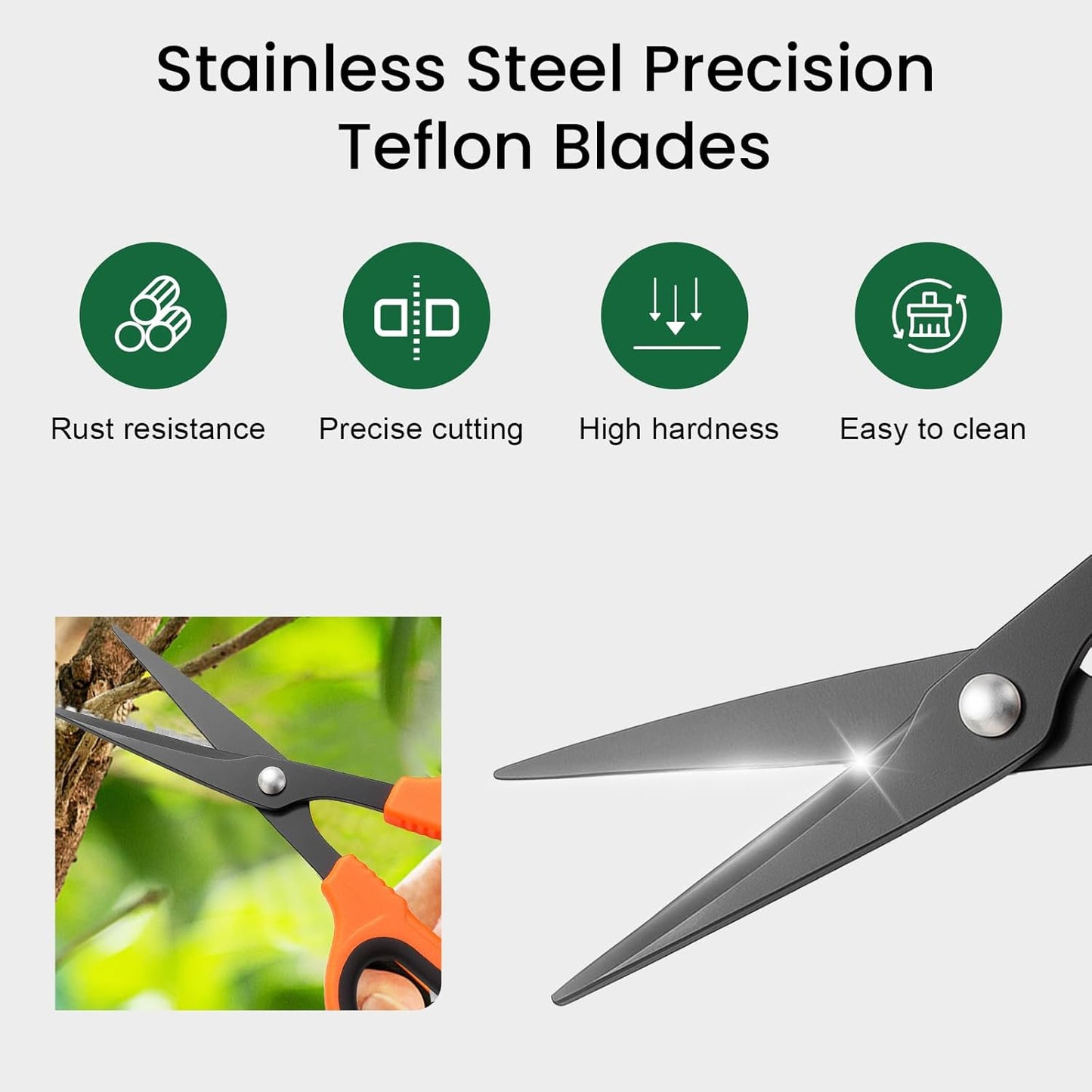 GROWNEER 6 Packs Trimming Scissors Teflon Coated Non Stick Blades Pruning Shears Gardening Hand Pruning Snips with Straight Stainless Steel Precision Blade