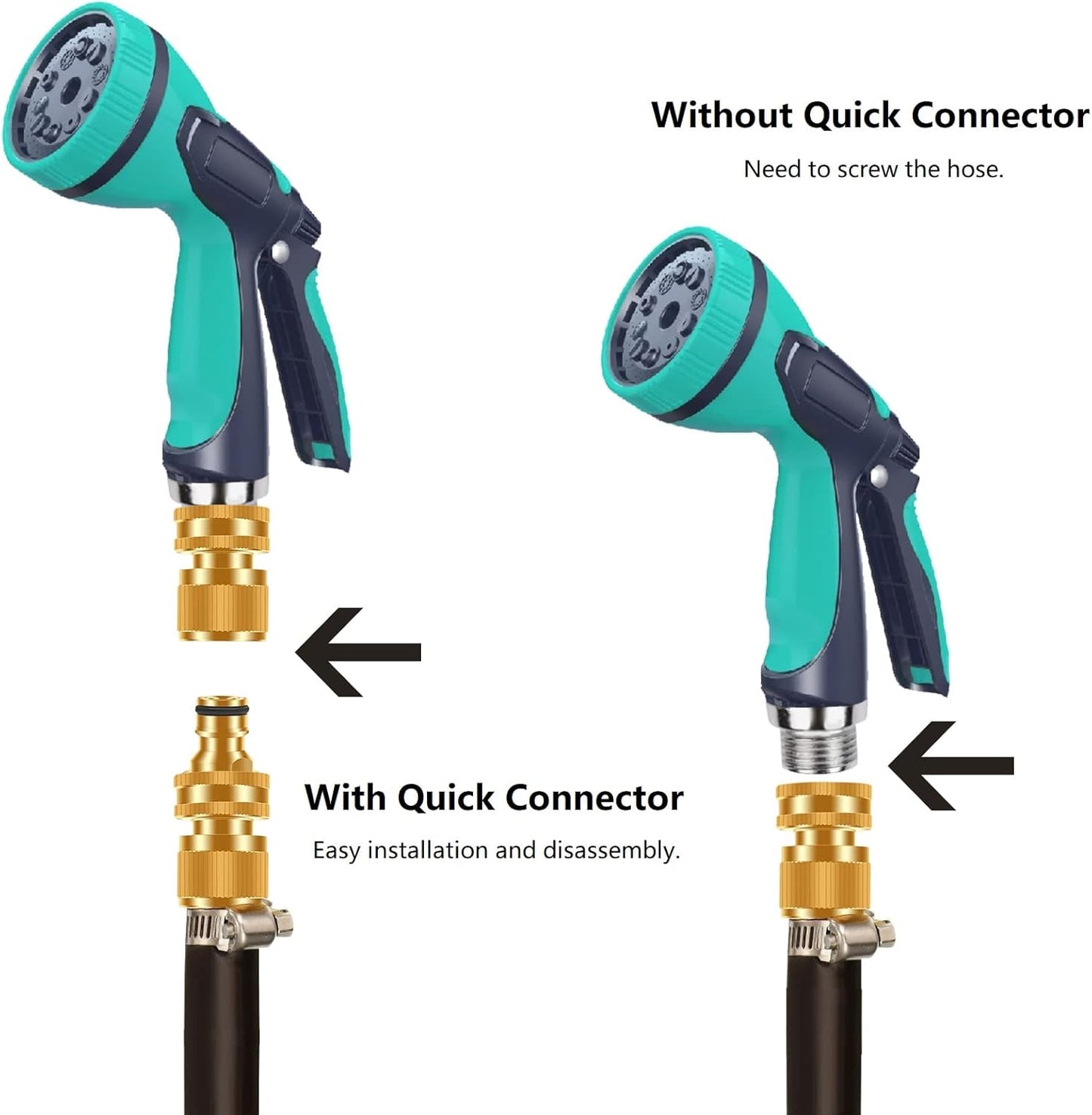 Garden Hose Quick Connector, No-Leak 3/4 Inch GHT Thread Fitting Water Hose Female Adapter and Male Adapter, Heavy-Duty Rust Resistant Brass Water Pipe Connect, Easy to Use (6 Pack ）