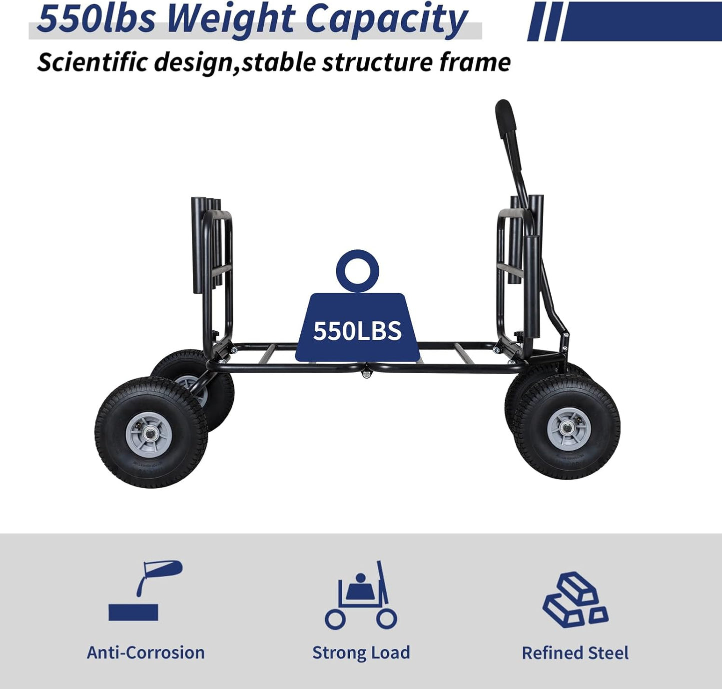 Polar Aurora Fishing Cart Beach Cart Collapsible Wagon w/11'' All-Terrain Wheels for Sand, Heavy Duty Garden Cart with Rod Holders,Umbrella Holder and Storage Pockets, 550lb Large Capacity