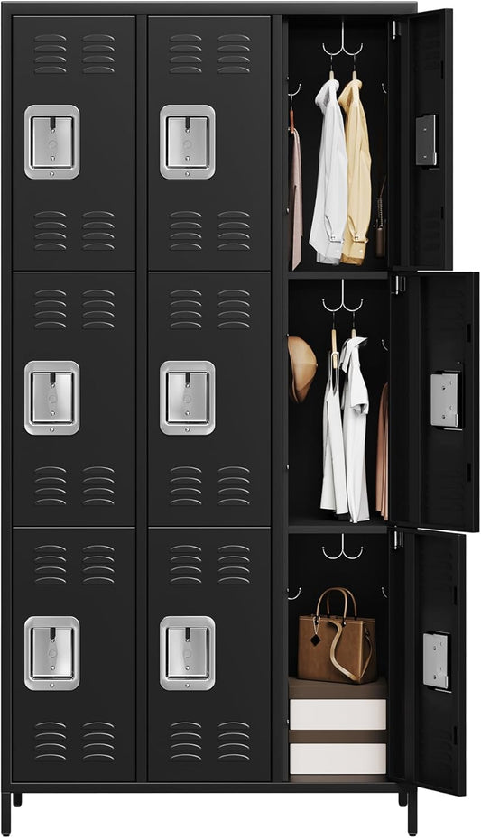 GAOMON Metal Lockers, 9-Door Metal Storage Cabinets Locker, Secure Storage Solution, Perfect for Offices, Gyms, Schools & Homes, Organizes Personal and Work Belongings Easily