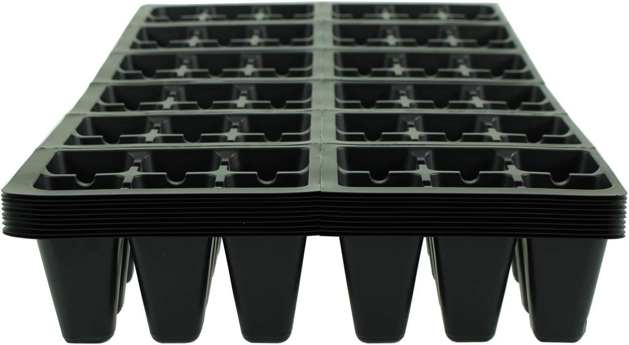 Handy Pantry Black Plastic Garden Tray Inserts – 10 Sheets, 72 Planting Pot Cells Each – 2x3 Nested x12 Configuration – Ideal for Nursery, Greenhouse, Seed Starting, and Vegetable Gardening