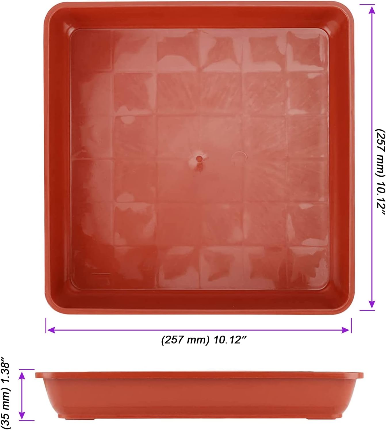 JOIKIT 10 PCS 10 x 10 x 1.4 Inches Square Plant Saucer, Flower Pot Tray Without Drain Holes for Flowers, Plants, Seedlings