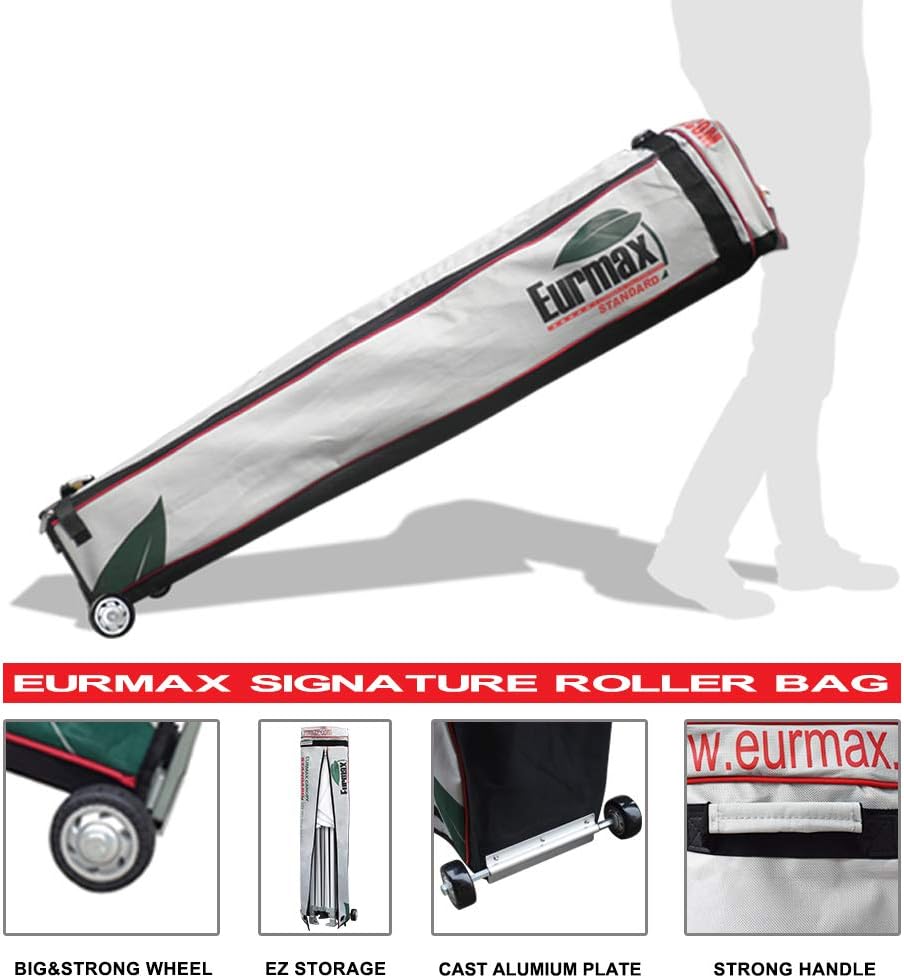 Eurmax USA 10 x 10 Pop up Canopy Commercial Tent Outdoor Party Canopies with 4 Removable Zippered Sidewalls and Roller Bag Bonus 4 Canopy Sand Bags & 24 Squre Ft Extended Awning(Navy Blue)