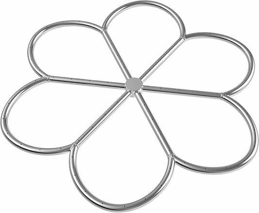 Skyflame 30-Inch 304 Stainless Steel Fire Pit Burner, Flower-Shape Burner Ring for Fire Pit, Natural Gas & Propane Fireplace, Max BTU 435K