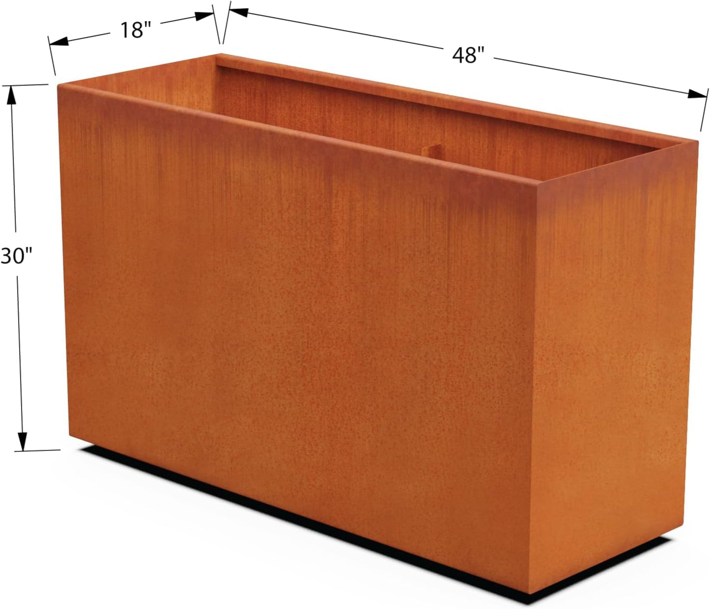 Corten Steel Planters Large Rectangular - 48x18x30 Extra Large Outdoor Planter Box for Patio, Garden & Privacy Screen | Heavy Duty 11-Gauge Metal, Made in USA