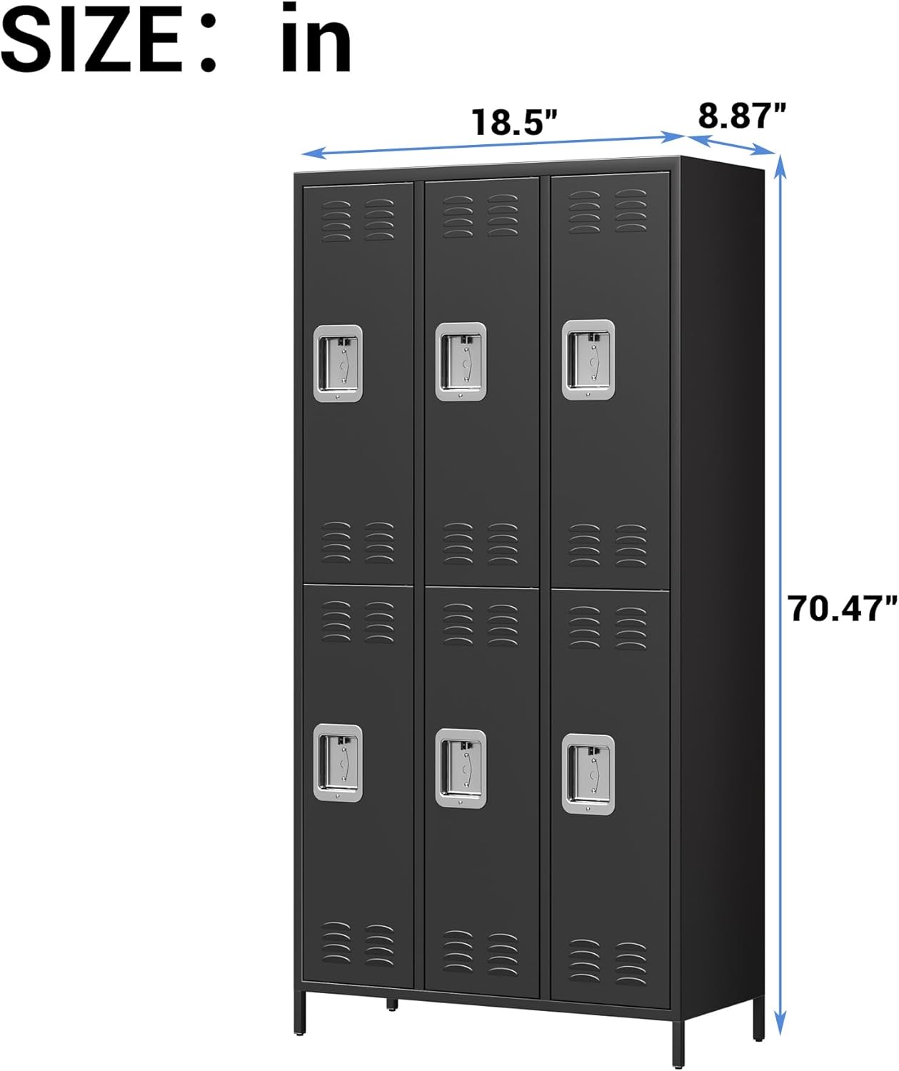 GAOMON Metal Lockers, 6-Door Metal Storage Cabinets Locker, Secure Storage Solution, Perfect for Offices, Gyms, Schools & Homes, Organizes Personal and Work Belongings Easily