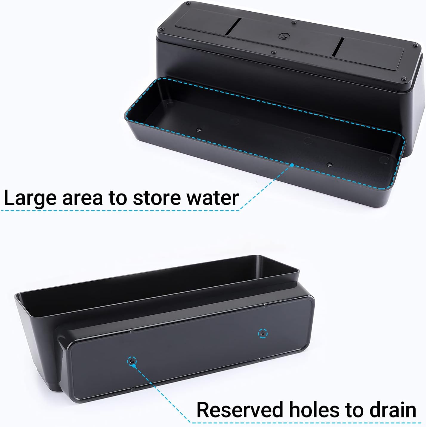 GREANER Window Boxes, 3 Pack 12x3.8 Inch Mixed Color Rectangle Herb Planters with Tray, Indoor Succulent Cactus Plastic Saucer Pot for Windowsill, Balcony, Office, Outdoor Garden (Black, White, Beige)