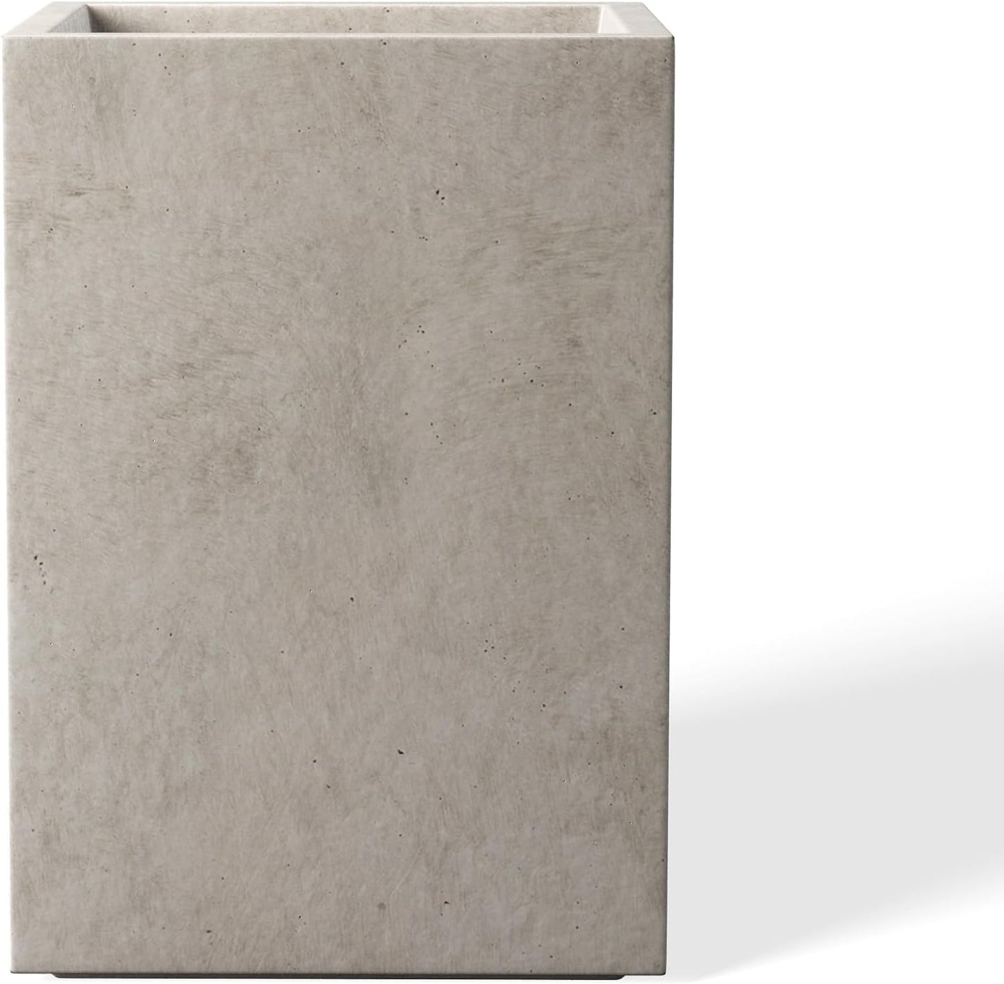 Kante 15.7" H Tall Rectangular Concrete Planters, Outdoor Indoor Lightweight Plant Pots with Drainage Hole and Rubber Plug, Modern Style for Home Garden Patio, Weathered Concrete