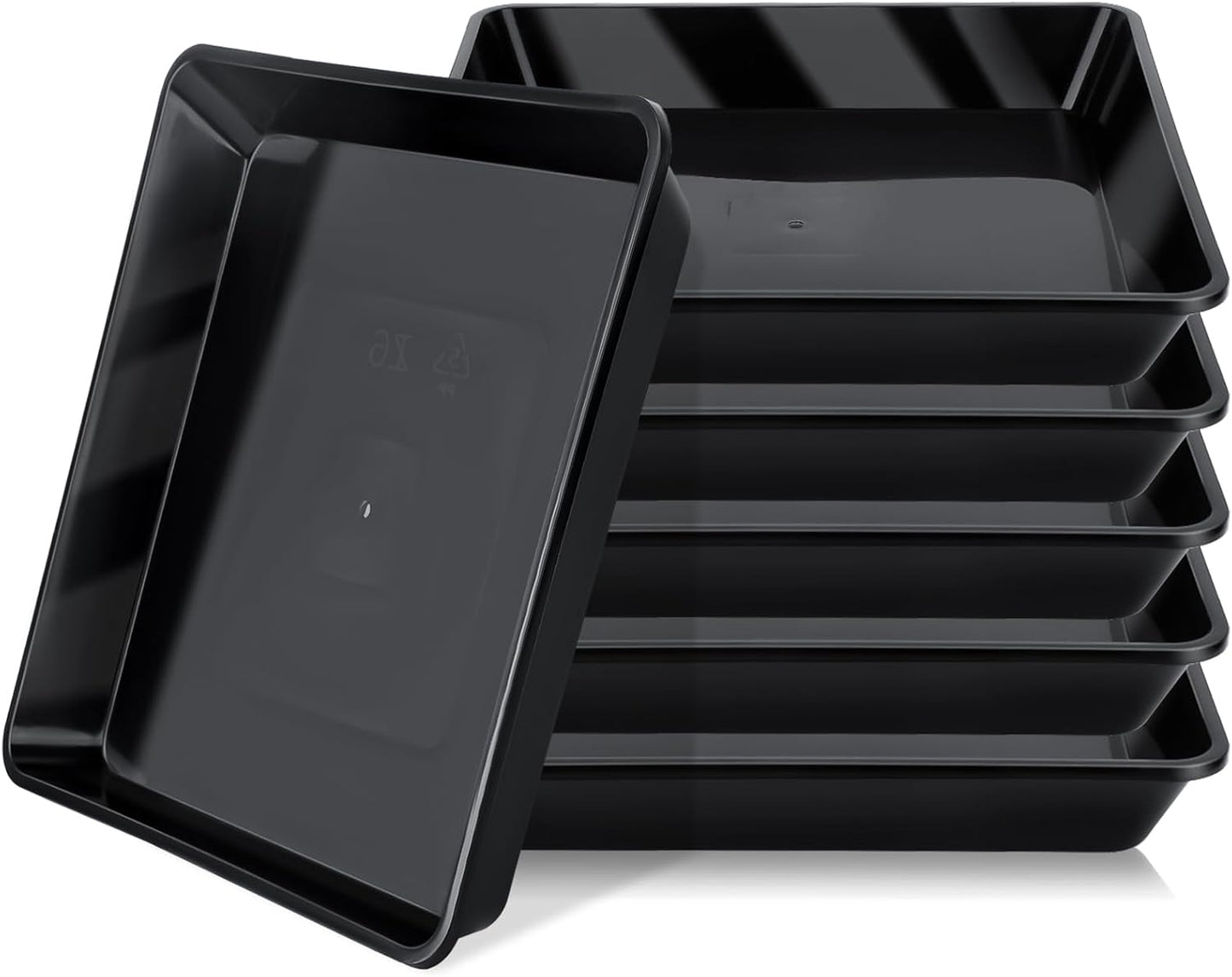 GREANER Plant Trays for Pots Square, 6 Inch Plant Drip Trays, Black Plant Plates to Catch Water Indoor Plants, Plant Tray for Indoor Outdoor Flower Pots and Planters, Bulk(6 PCS)