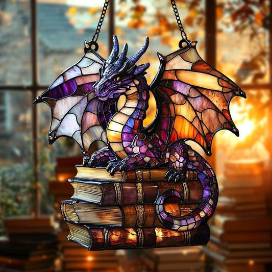 Fantasy Dragon Acrylic Suncatcher Window Hanging Dragon Lover Gift Book Lover Gift Fantasy Decor