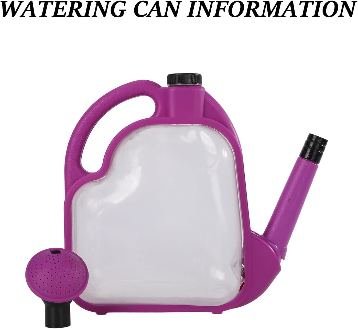 Foldable Watering Can 0.8 Gallon Transparent Plastic with Long Spout & Ergonomic Handle, Compact for Indoor Outdoor Plants（Purple）
