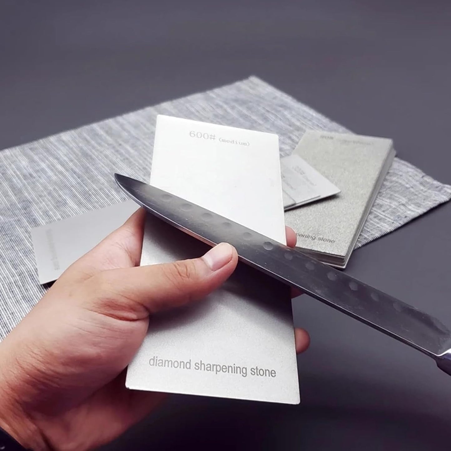 3 PCS Diamond Sharpening Stone Diamond Knife Sharpener Plate Honing Whetstone for Knives Chisel (240#+600#+1200#)