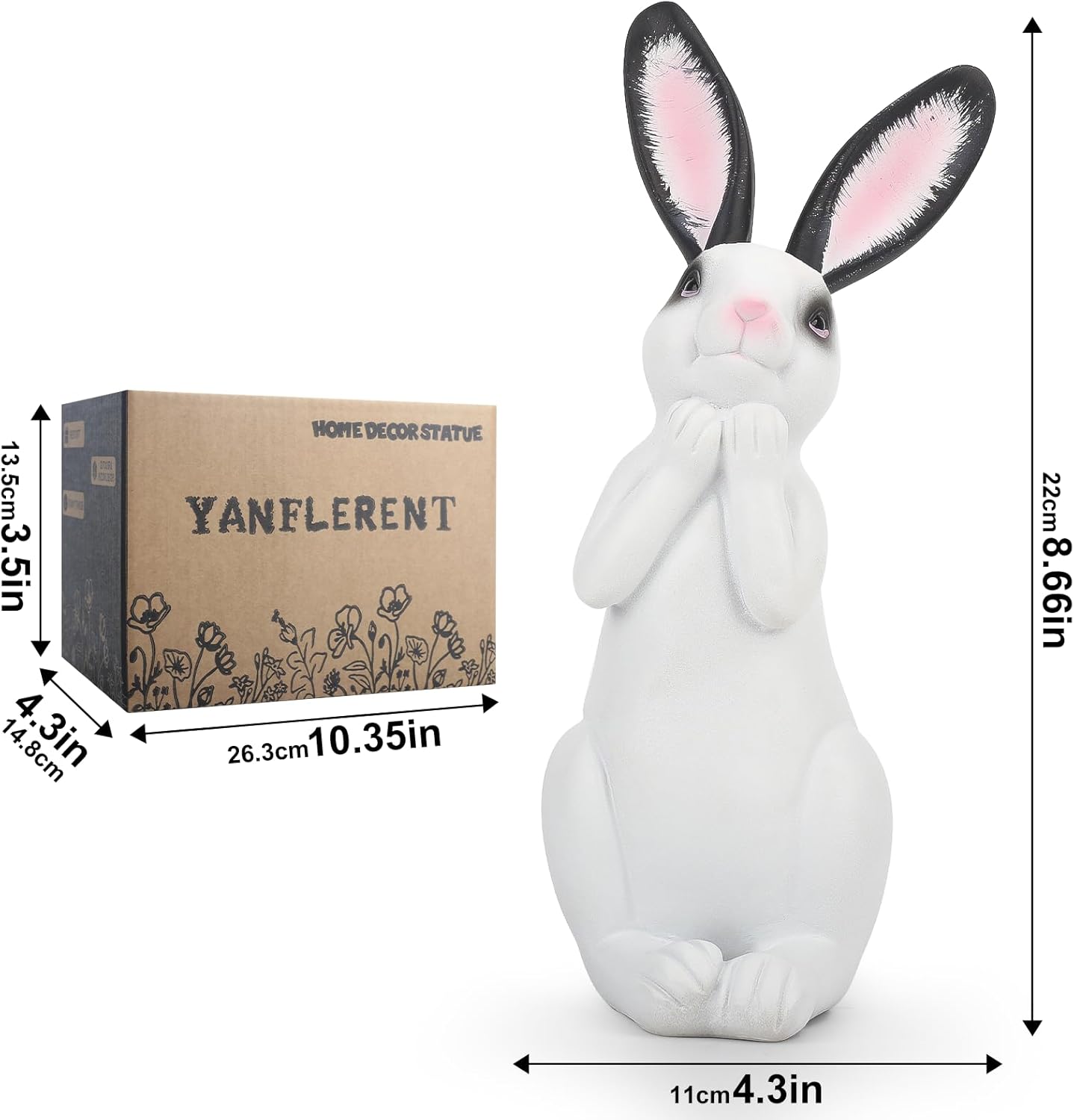 Resin Rabbit Figurine Modern Style Sculpture Statue Collectible Figurines for Home, Bedroom, Living Room, Cabinets, Office, Bookshelf, Desktop Decor