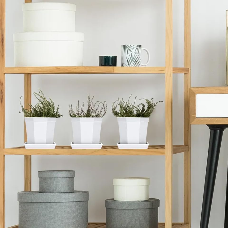 4 Pack Square Plant Saucer 16 Inch, Heavy Plastic Plant Saucer, Deep Heavy Duty Plant Pot Saucers, Planters for Indoors and Outdoors Plants，Large Plant Trays for Pots.