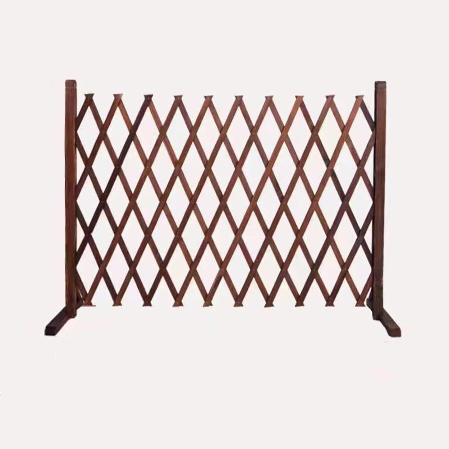 Expandable Wooden Lattice Fence Panel - Retractable Garden Trellis for Climbing Plants, Freestanding Pet Screen, No-Dig Design, Brown, 63x19.7in - Ideal for Yards and Gardens