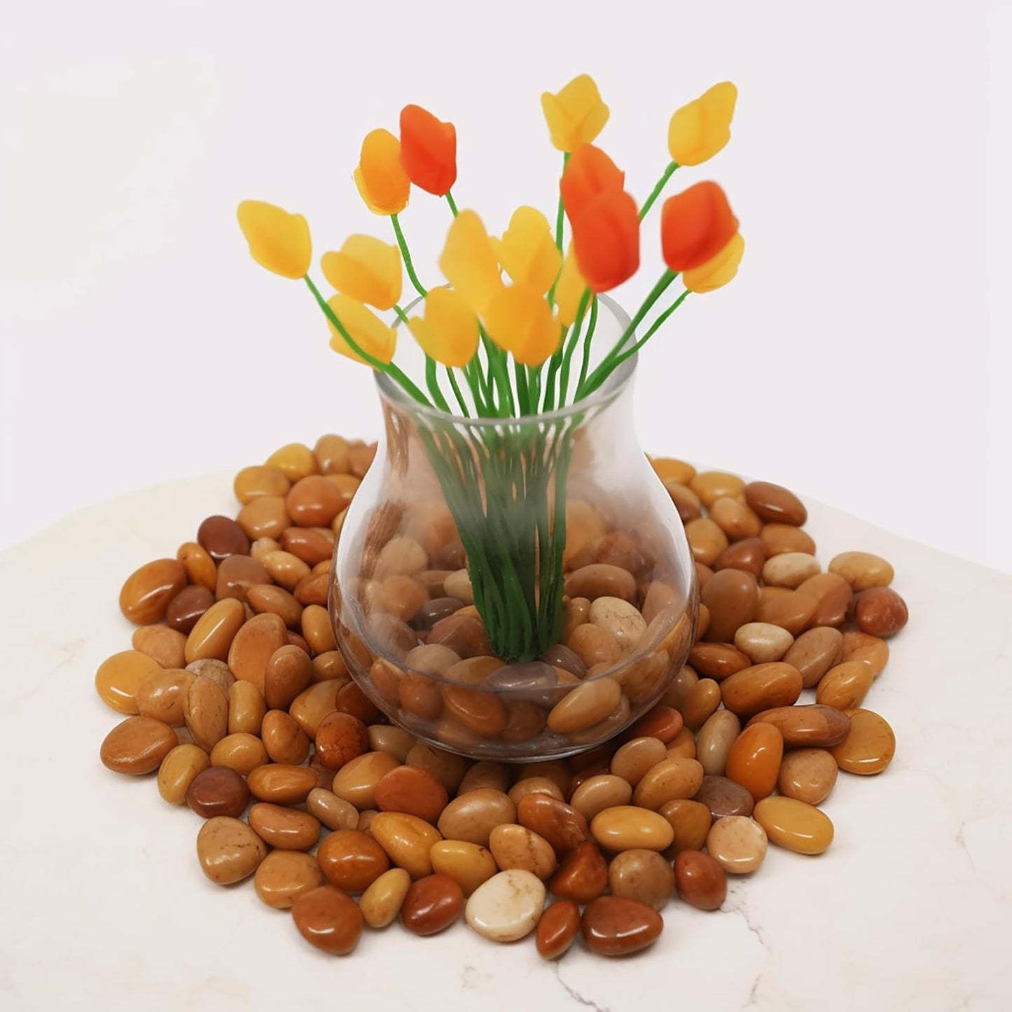 Stonecreek 24 LBS River Rocks (2 x 12 LBS Bags) – Natural Polished Decorative Pebbles, Garden Landscaping Stones for Planters, Vase Fillers, Succulent Pots, Fish Tanks & Terrariums, Yellow Medium