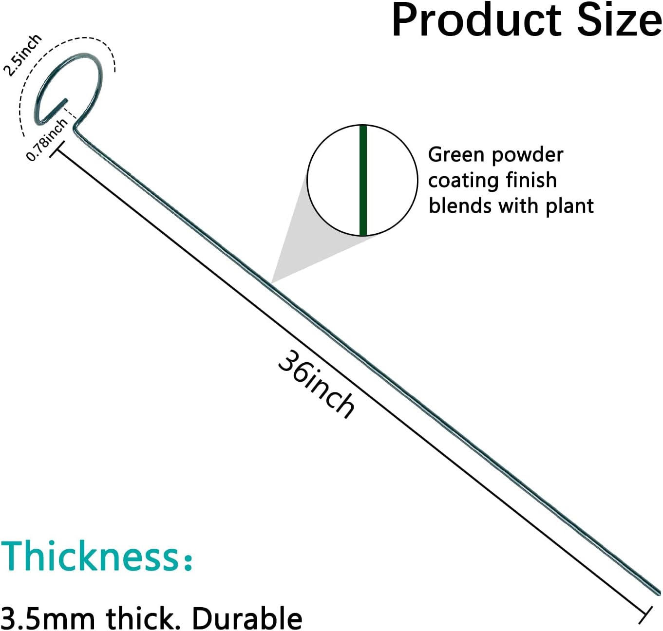 36 Inch 20 Packs Plant Support Stake Garden Single stemmed Plant Support Hoops Plant Prop for Flowers Orchid Tomatoes Peony Lily Rose Gladiolus (36 inch)