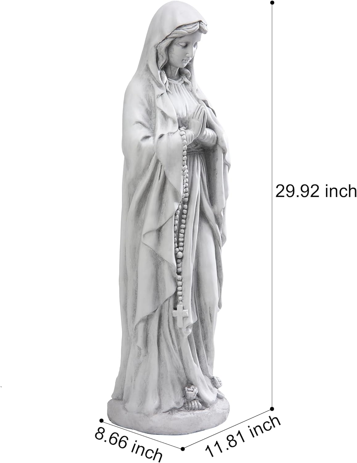 TOETOL Virgin Mary Praying Statue 29.9 Inch Tall Outdoor Garden Religious Decorations Statue Clearance for Home Yard Patio Lawn Hallway Decor Sculpture Magnesium Oxide Stone