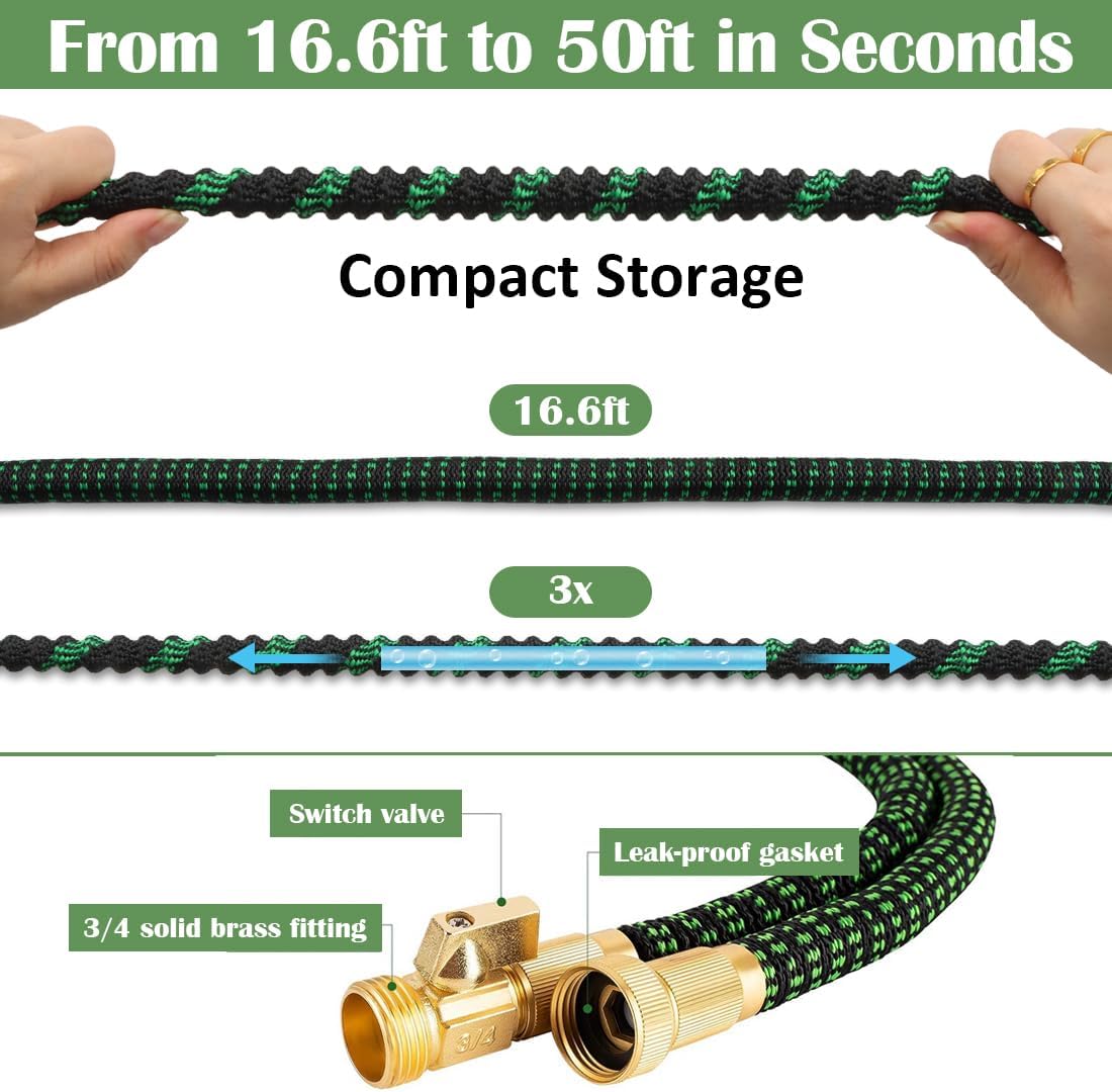 5 Gallon Nursery Pots (10-Pack) + 50ft Garden Hose with Spray Nozzle + 3-in-1 Soil Tester for Moisture/Light/pH | All-in-One Gardening Kit for Indoor/Outdoor Plants, Gardening Gifts for Women