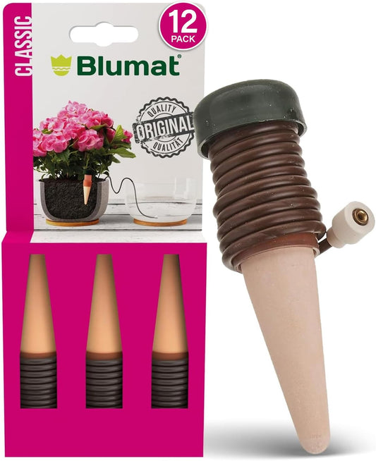 Blumat Classic Plant Watering Stakes - Self-Watering Insert for Indoor and Outdoor Plants - Automatic Slow Release Irrigation System for Potted Plants - Houseplant Care Device (12 Pack)