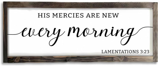 Dazingart Farmhouse Bible Verse Sign, His Mercies Art New Every Morning, Scripture Wall Decor Baptism Lord Is Faithful Sign (Every Morning)
