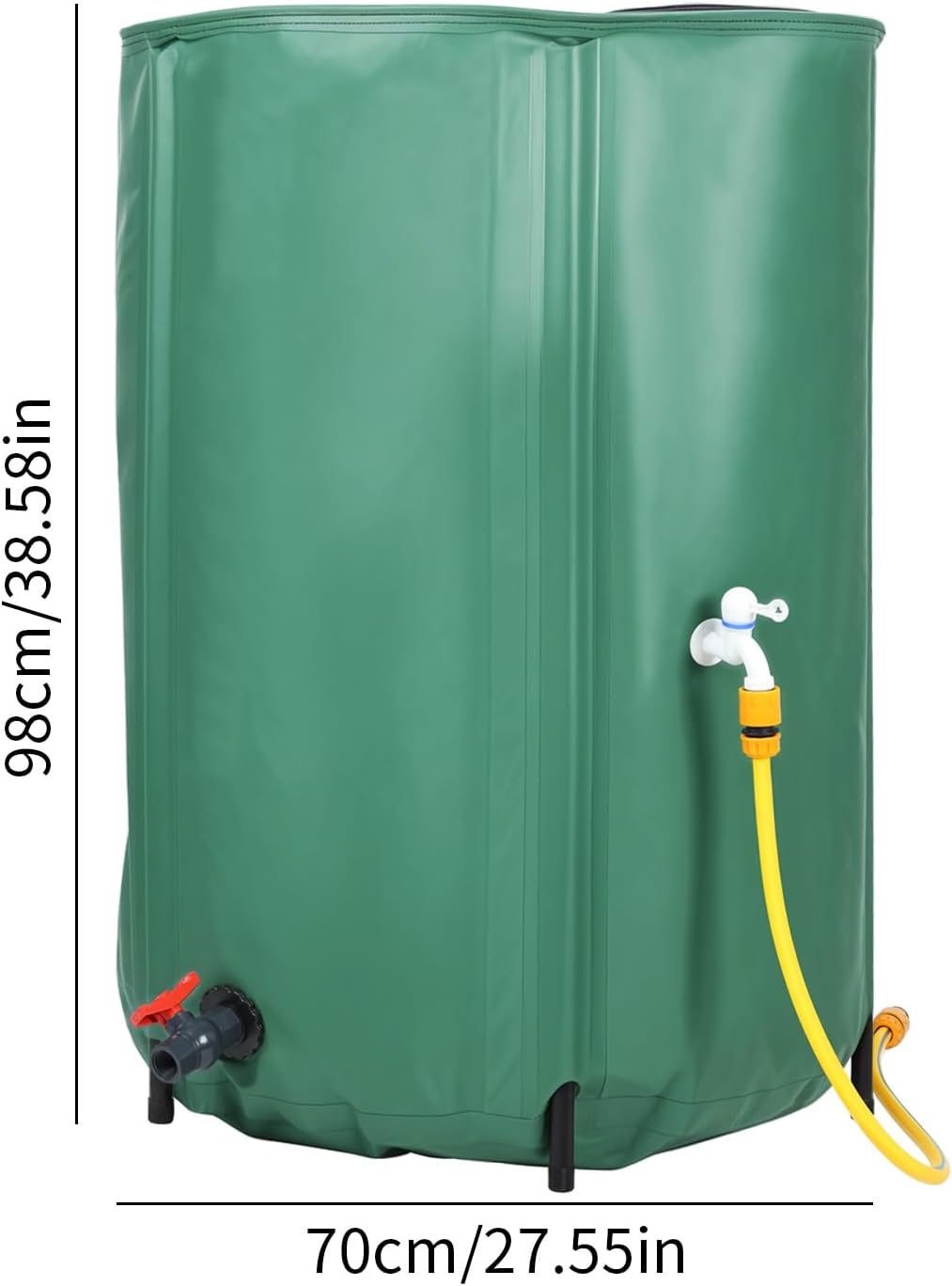 100 Gallon Rain Barrel Water Collection System, Collapsible Portable Water Storage Tank, Rainwater Collect System Downspout, Water Catcher Container with Filter Two Spigots and Overflow Kit