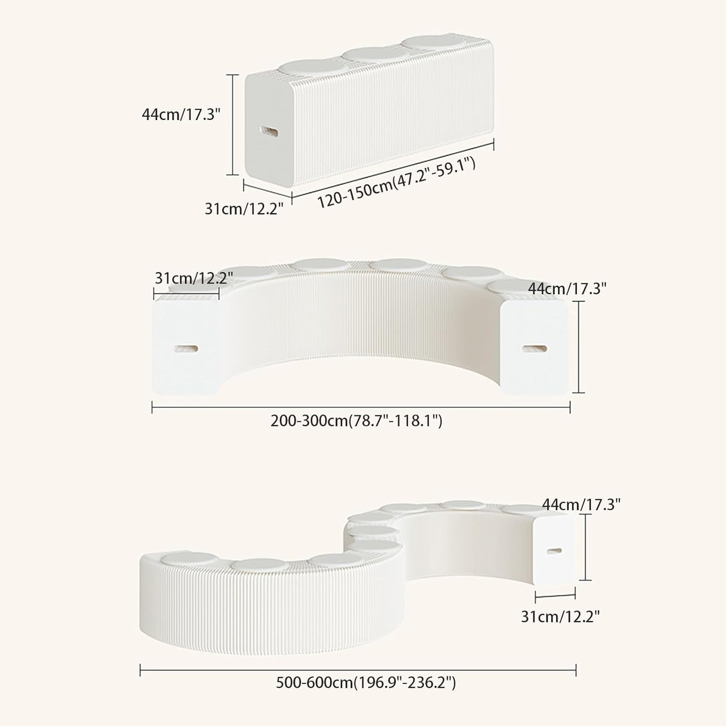 Foldable Kraft Paper Stool, Honeycomb Accordion Folding Bench, Collapsible Paper Stool for Small Spaces, Portable Footrest and Side Table for Living Room and Office,Brown-30×30×300cm