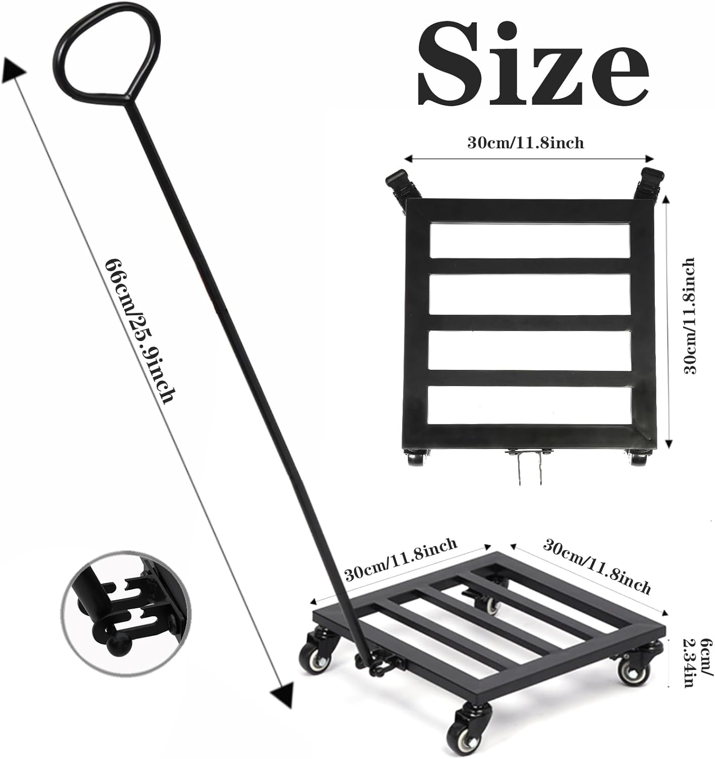 Heavy Duty Plant Caddy with Wheels 12Inch - 200lb Weight Capacity - Steel Rolling Plant Stand for Indoor and Outdoor Use - Lockable Wheels - Black