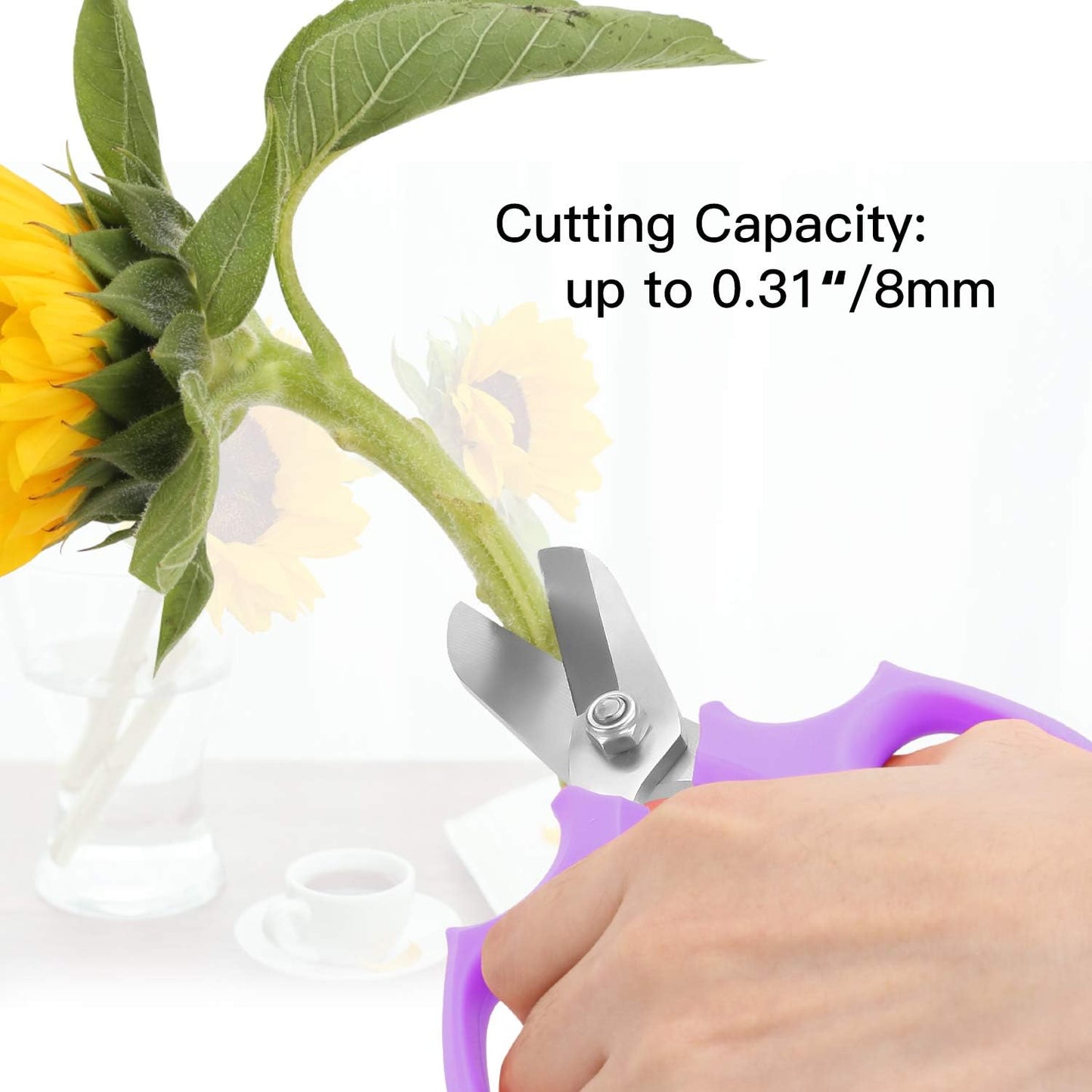 Flower Scissors, Strong Floral Shears, Premium Steel Garden Pruning Shears Floral Fruits Leaf Scissors Hand Pruner Snip Trimming Tool for Gardening Flower Arrangement, Purple