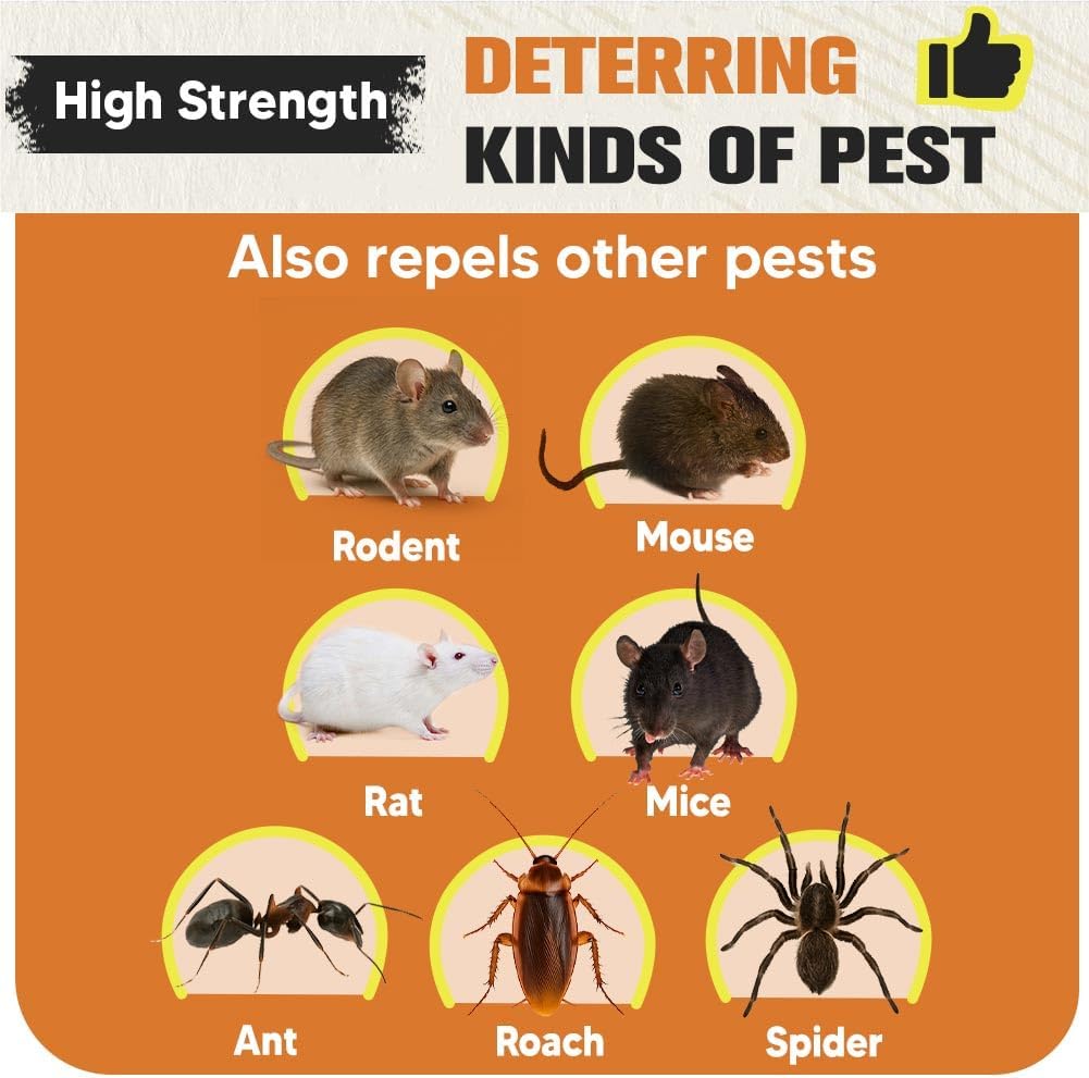 Pest Repellent, Mouse Repellent, Rodent Repellent for Indoor/Outdoor, Natural Rat Repellent for House, Keep Mice, Roach, Ant and Spider Away from Home, Protects 120 sq ft - 8P