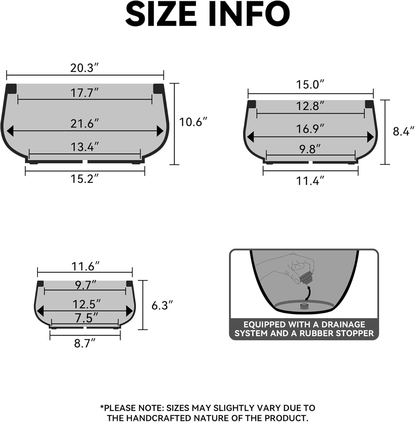Kante 16.9" Dia Round Concrete Bonsai Planters, Outdoor Indoor Garden Plant Pot with Drainage Hole for Home, Patio, Garden, Concrete Gray