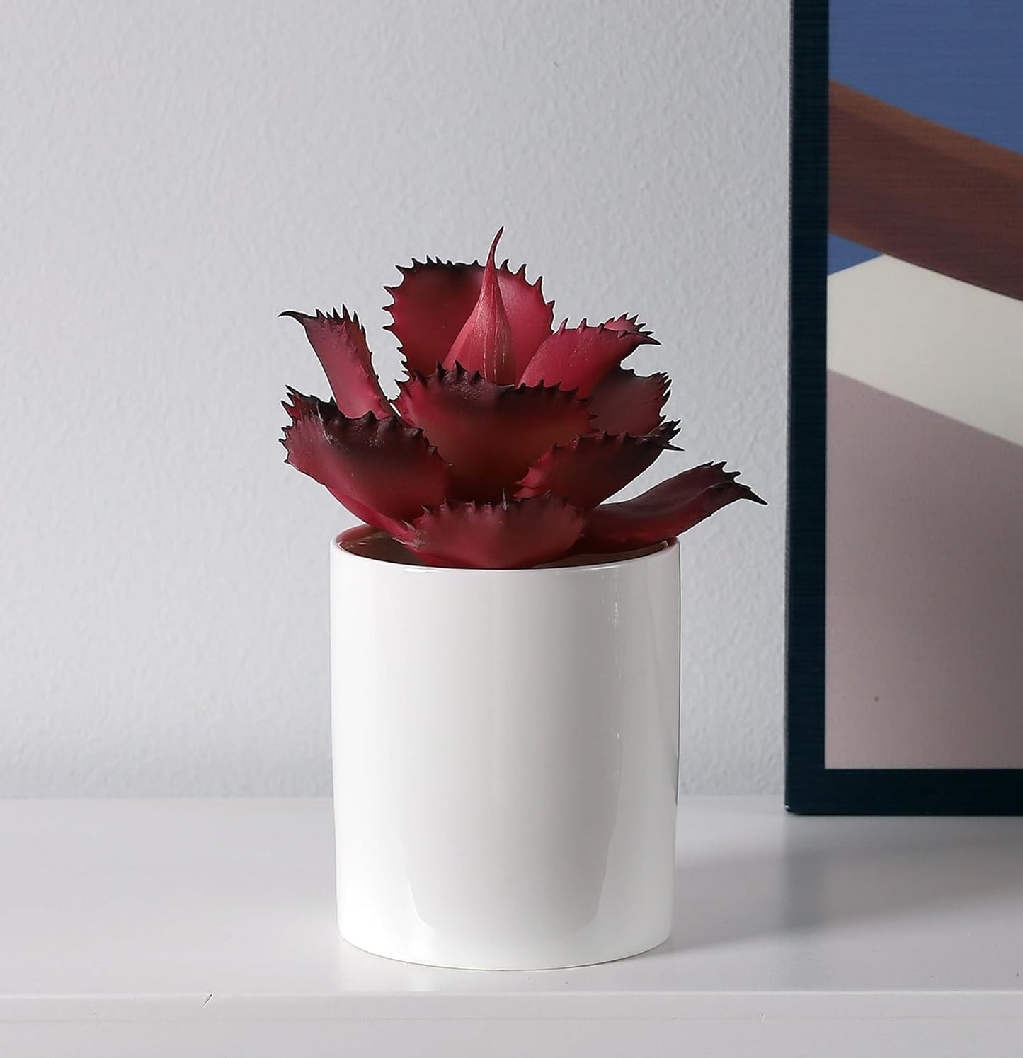 Duovlo Artificial Succulent Plant 5.15 Inch Faux Succulents Agave potatorum Flower Arrangement Craft Wall DIY Materials,Pack of 2 (Rose)