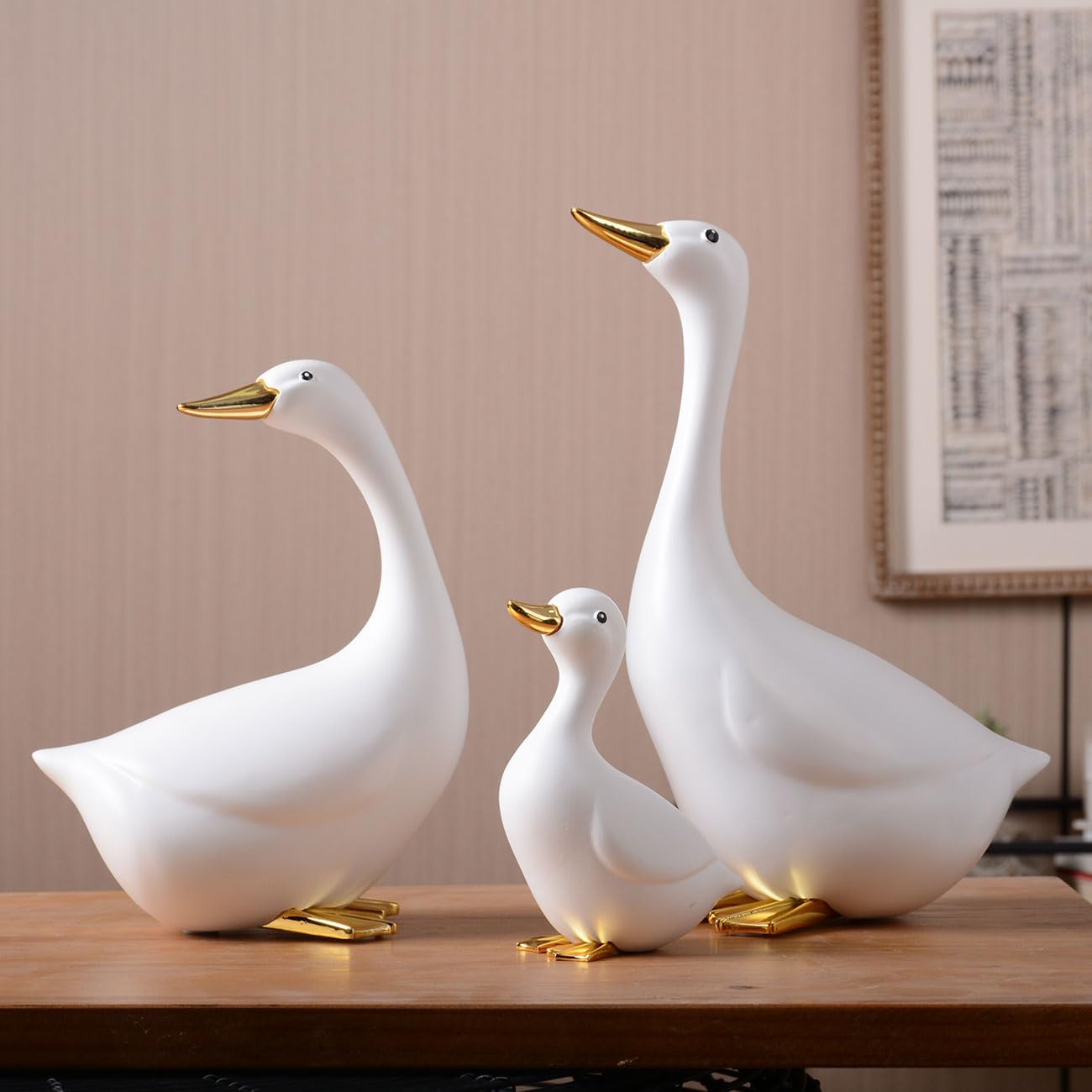 Duck Decor Figurine Animal Statue Gifts Modern Sculpture Ornament Polyresin Arts 7.9 inch