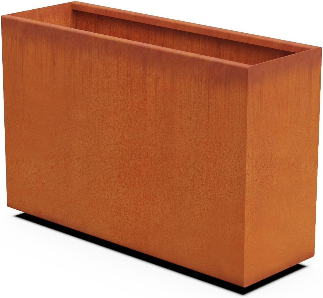 Corten Steel Planter, Large Rectangular Planters for Outdoor Plants - 36x12x24 Inch Extra Large Outdoor Planter Box for Modern Patio & Garden Design