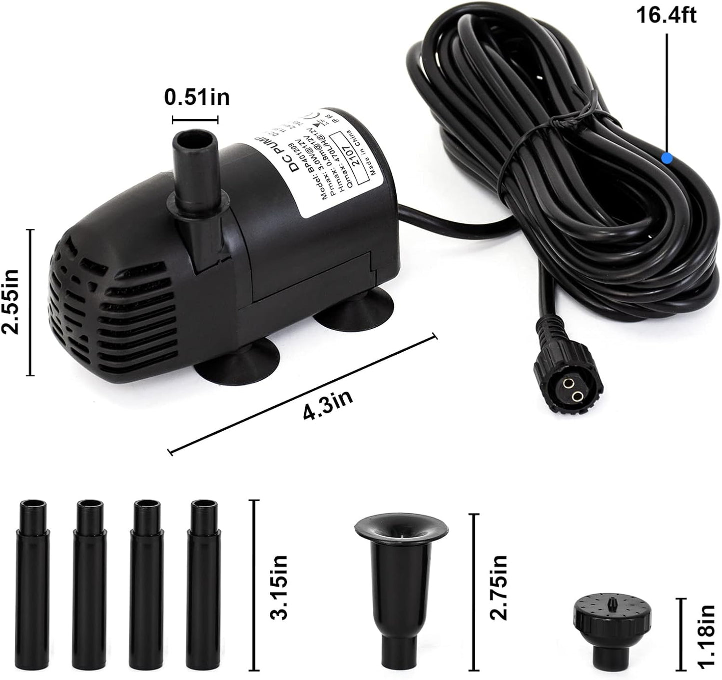 ECO-WORTHY Solar Fountain Water Pump Kit 12 W, 196 GPH+ 12 Watt Solar Panel Submersible Powered Pump for Small Pond, Garden Decoration, Pool, Birdbath(Need Sunlight) Black