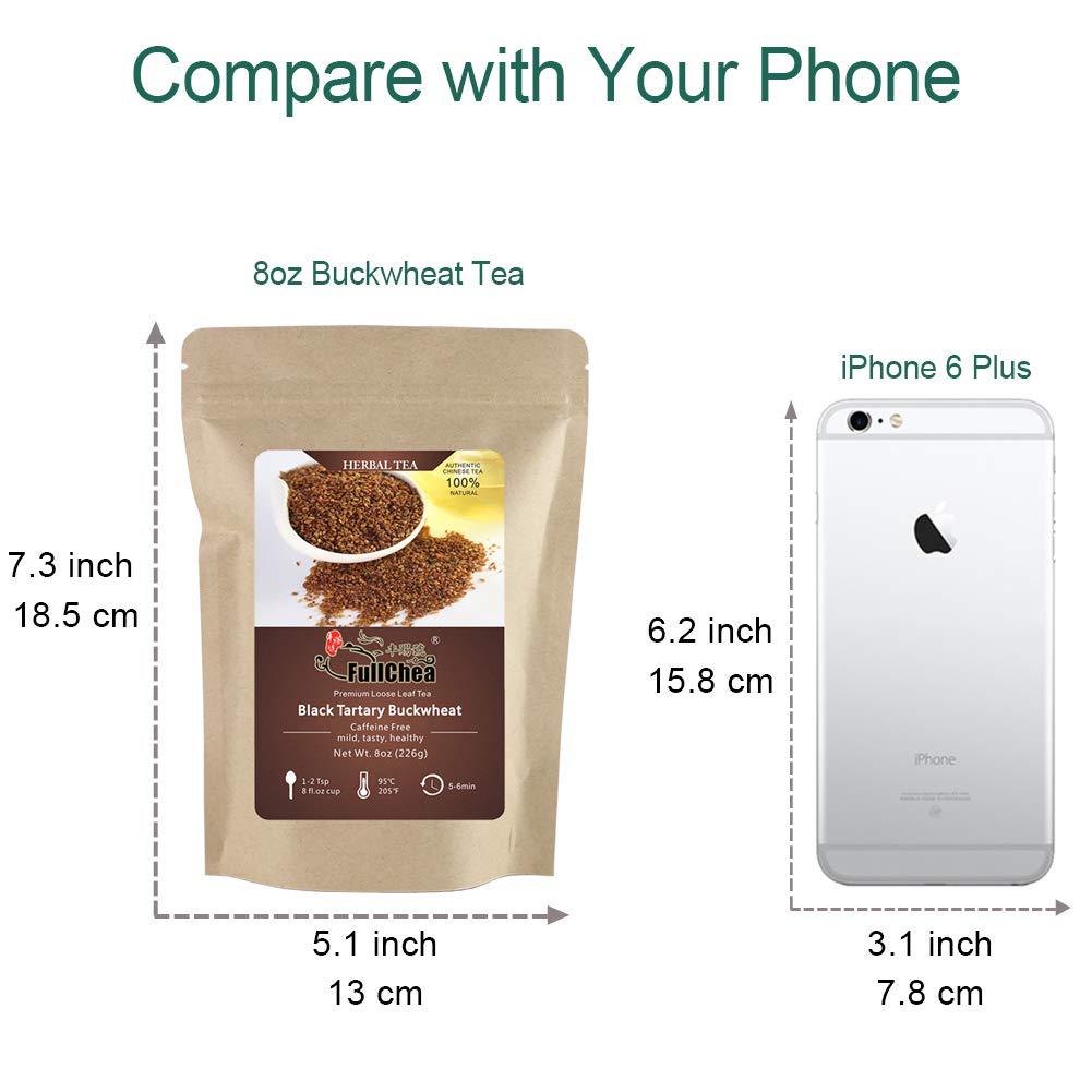 FullChea - Himalayan Tartary Buckwheat Tea - Roasted Black Buckwheat - Loose Leaf Herbal Tea - Caffeine Free - NON-GMO - Gluten Free - 100% Natural 8oz / 226g